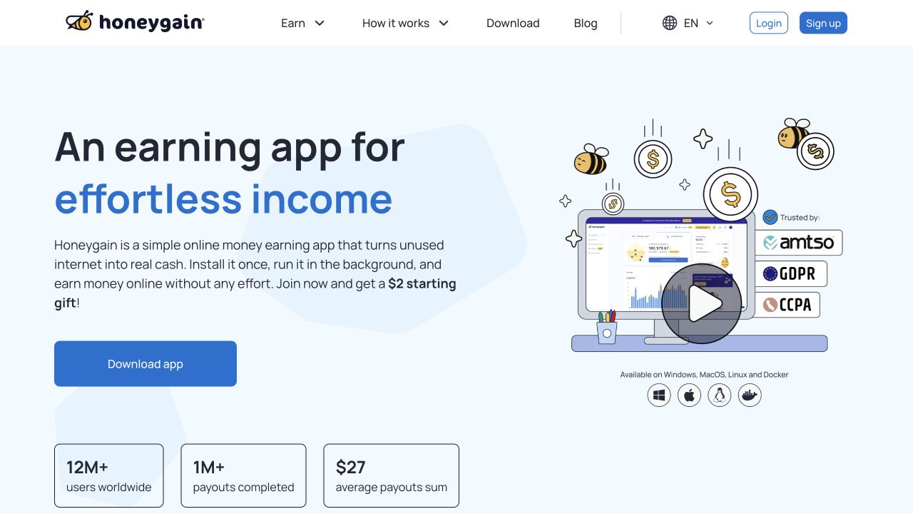 Honeygain in real life: shared bandwidth, bonuses and the $20 cash-out